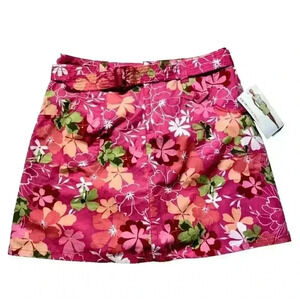 Y2K White Stag Floral Skort Size 8 Stretch Pink Multicolor Travel Bohemian NWT